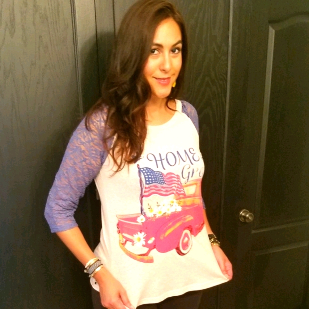 NWT! USA T-Shirt in Lace (Home Grown Print) - Picture 3 of 4